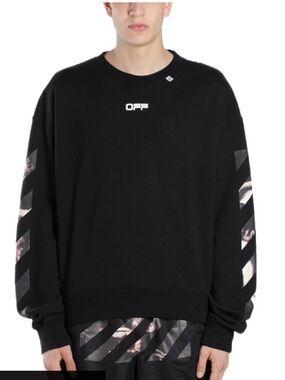 Off-White Caravaggio Arrows Black Crewneck Sweatshirt Size Medium